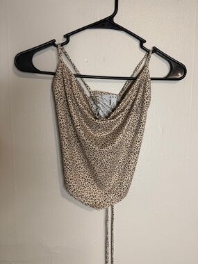gaze Beige Leopard Cowl Neck Camisole